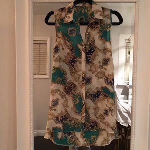 Tops - Baroque patterned chiffon shirt Tops - Baroque patterned chiffon shirt